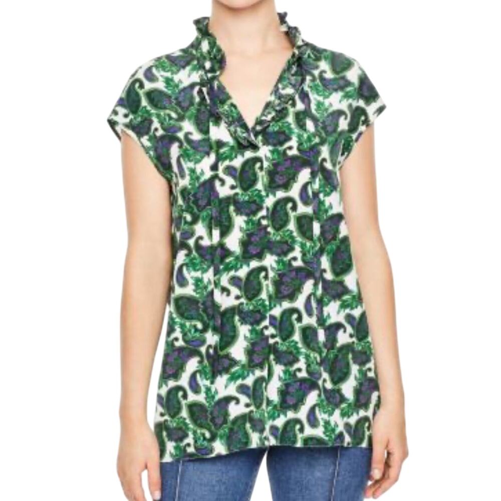 Sandro Paisley Print Silk Top Sz S